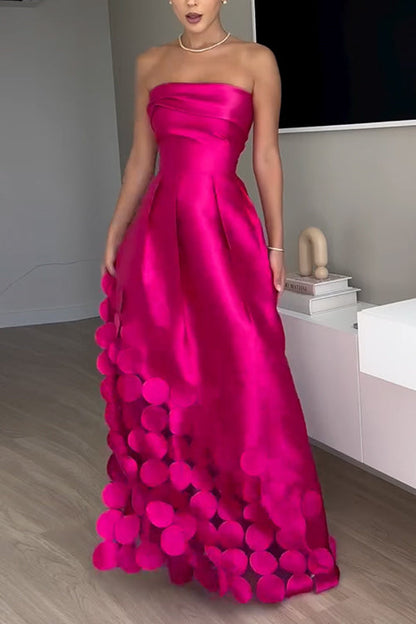 Dam Maxiklänning Stropplös Polka Dot Bomull Polyester-2