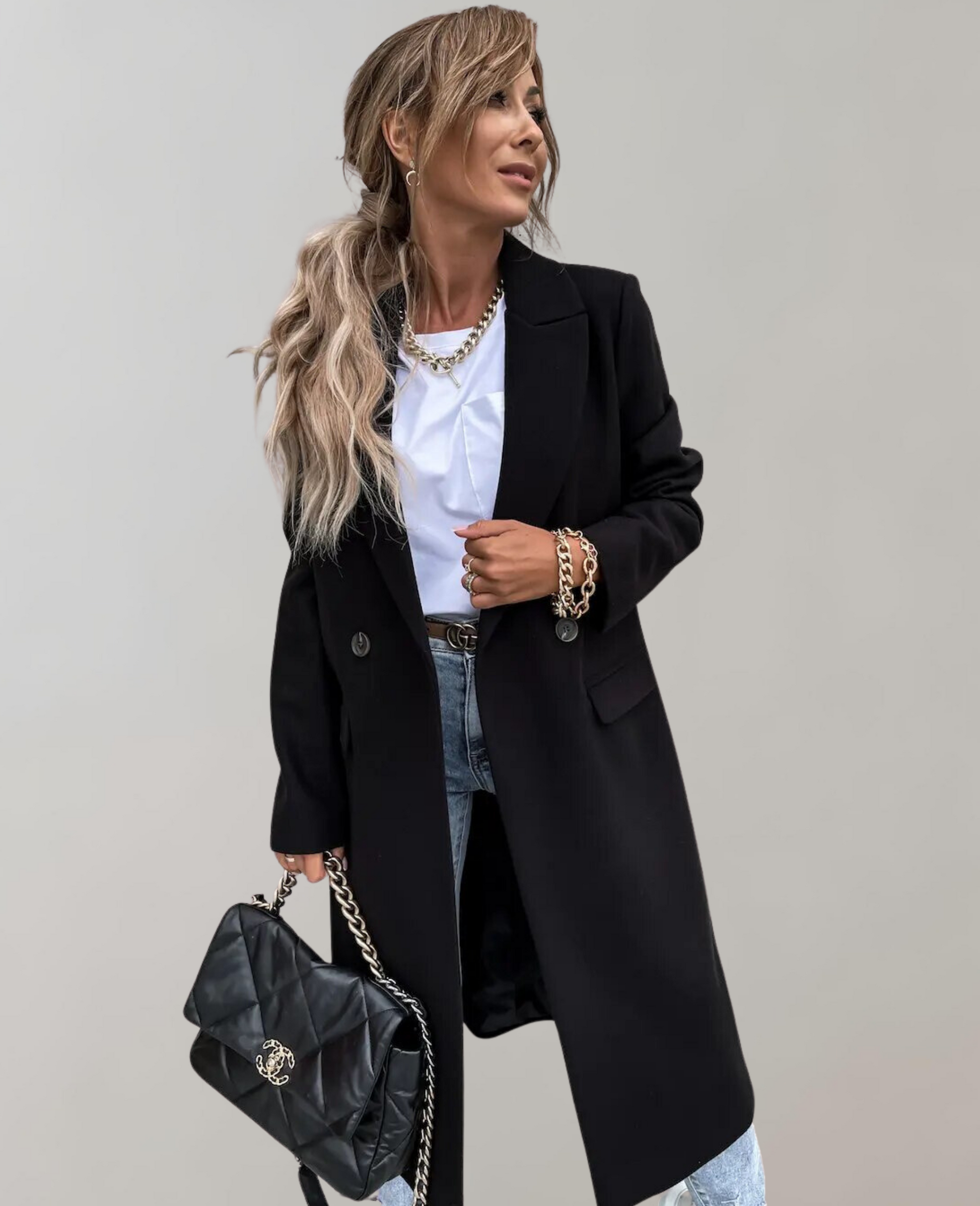 Lång Vinterrock Dam Elegant Design Högkvalitativt Material 2