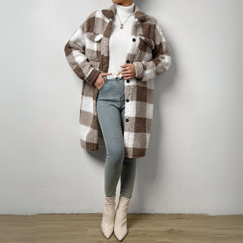 Variant image for Damenjacke Kariertes Trendy Design Polyester-25