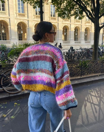Dam Öppen Kofta Randig Lätt Material-2