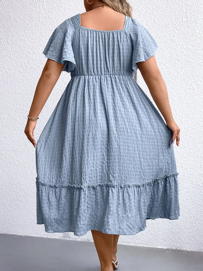 Damklänning Sommarklänning med Hjärtformad Halsringning och Vingärmar i Polyester-3