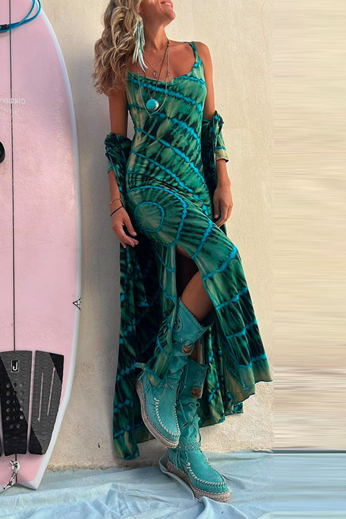 Maxiklänning Dam Cami Stil Batik för Sommar - Lång Klänning i Mjuk Bomull och Polyester-2