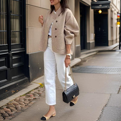 Dam Kappa Vintage Chic Enkel Design Högkvalitativt Tyg-1