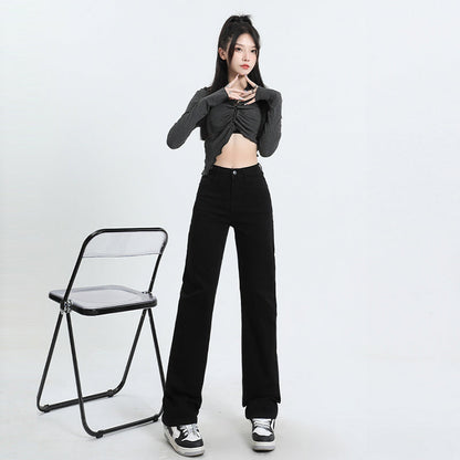 Snygga Byxor Dam Hög Midja Smal Passform Stretch Denim-4
