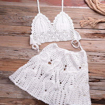 Virkad Bikiniset Dam i Polyester – Stilrent Bikinisett för Strand och Pool, Normal Passform, S-XL 8