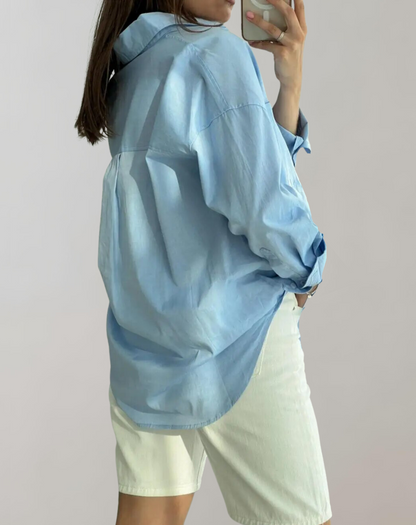 Dam Blus Vintage Stil Reverseringskrage Polyester-3