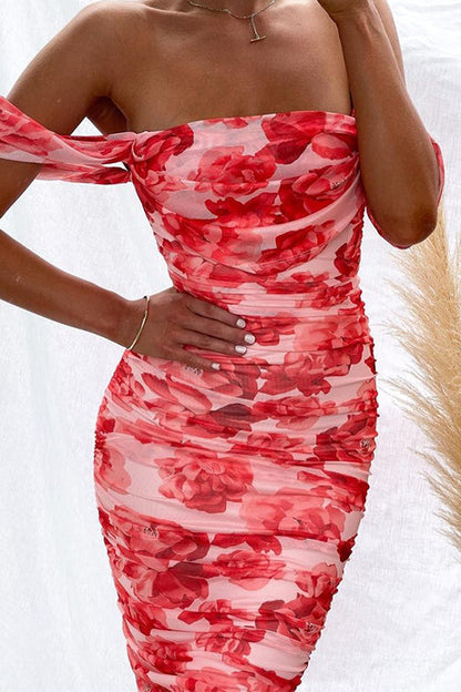 Kvinnors Midi Klänning Nätöverlägg Bomull Polyester-2