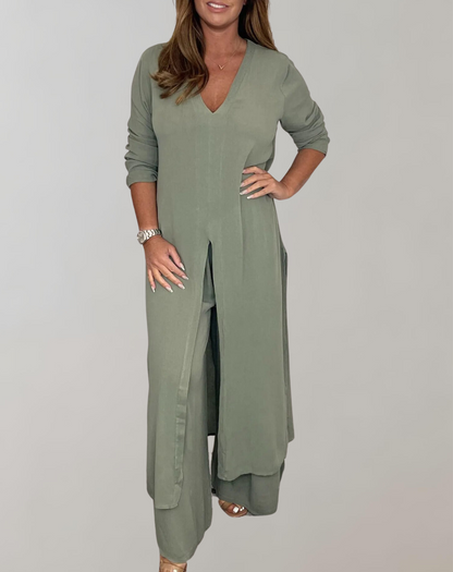 Variant image for Damer Lång Topp Hög Slits Polyester-2