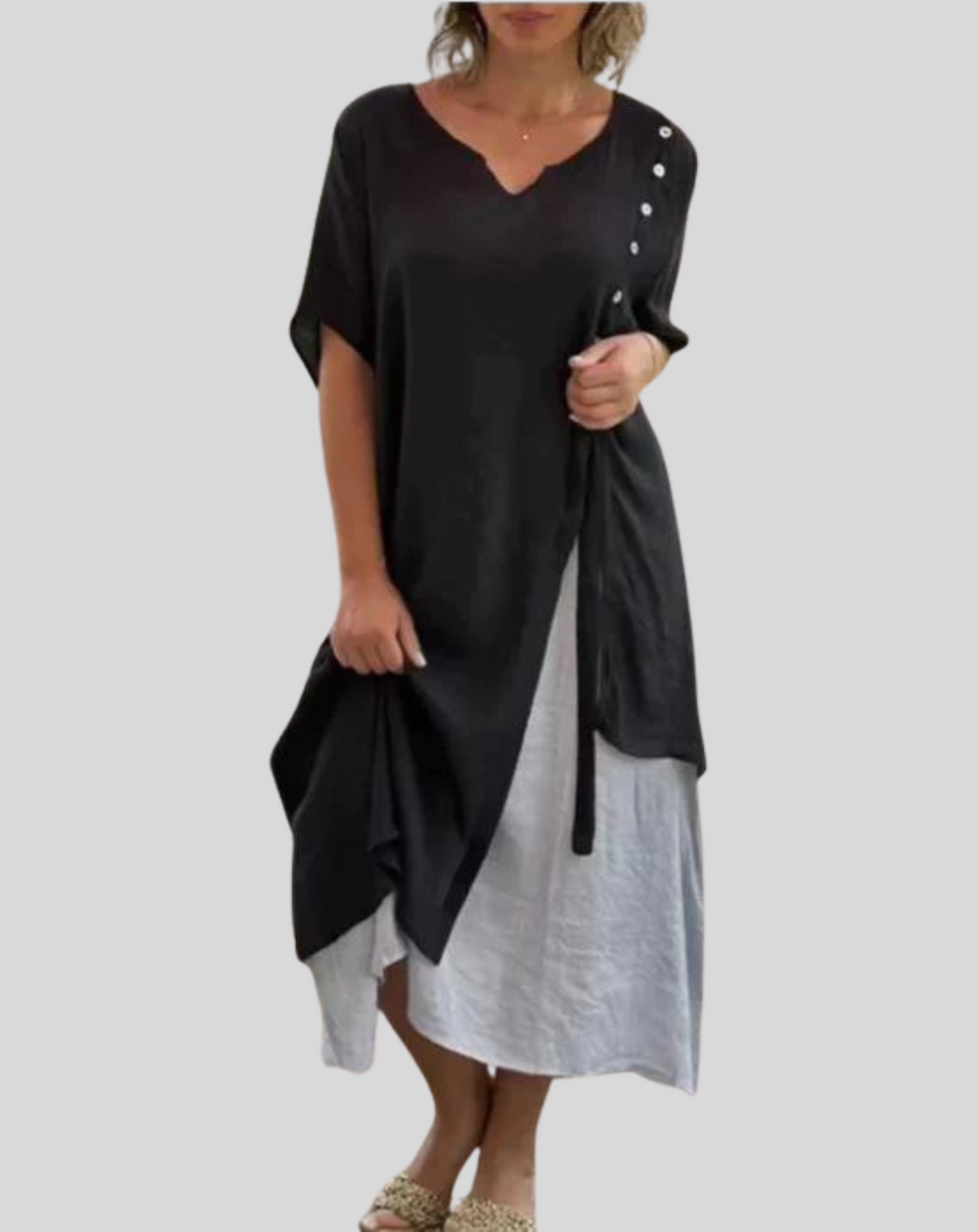 Variant image for Dam Vårklänning Flödande Silhuett Högkvalitativt Material-8