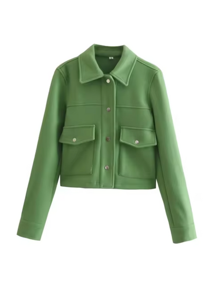 Damjacka Knappstängning Framfickor Högkvalitativt Tyg-2