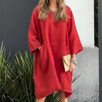 Dam Fritidsklänning Enkel Design 100% Polyester-2