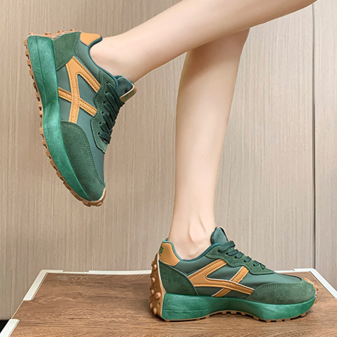 Kvinnors Retro Sneakers Mocka Detaljer Vadderad Sula-5