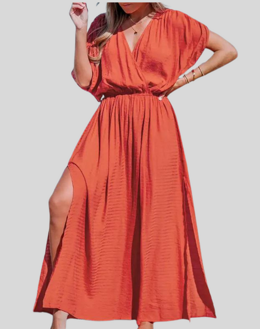 Dam Maxiklänning Svängande Design Mjuk Tyg-1