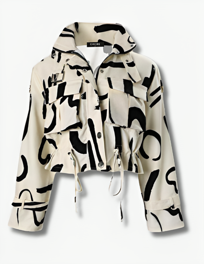 Dam Bikerjacka Klassisk Stil Läder-3