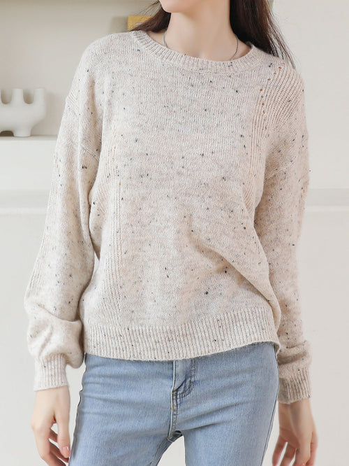 Dam Pullover Retro Design Mjuk Tygblandning-1