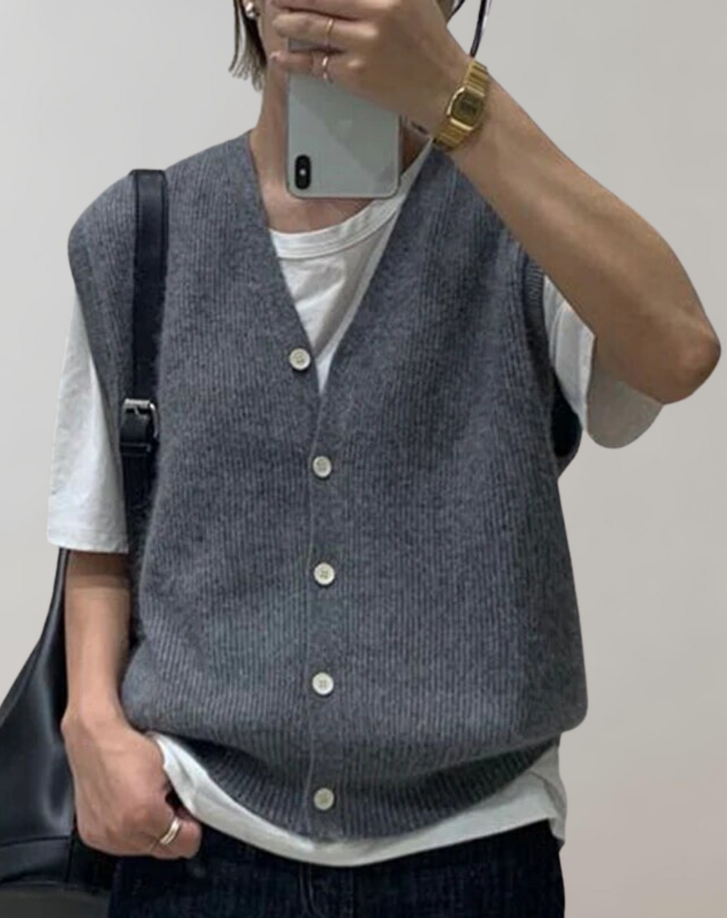 Variant image for Dam Stickad Väster med Knapplist Mjuk Andningsbar Fiber-3