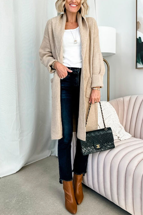 Dam Midi Kofta Ribbstickad Mjuk Polyester-2