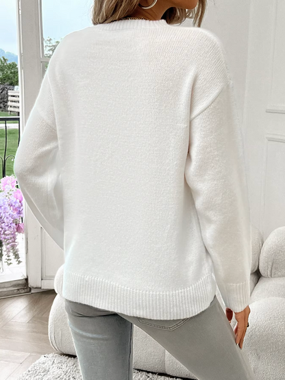 Dam Tröja Bred Passform Bomull Cirkulär Halsringning-6