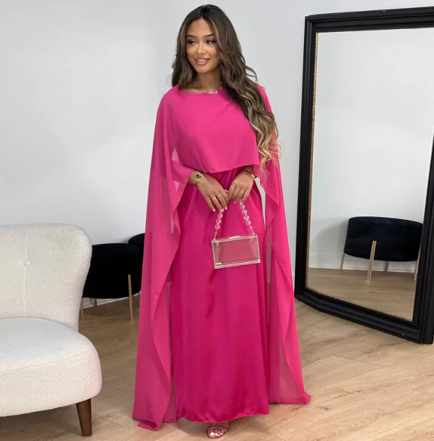 Dam Långklänning Satin Elegant för Fest och Bröllop-2