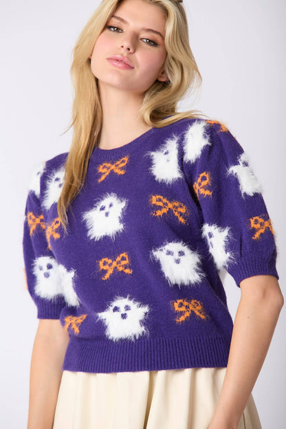 Dam Cardigan Lekfull Skalle Fluga Mjuk Polyester-6
