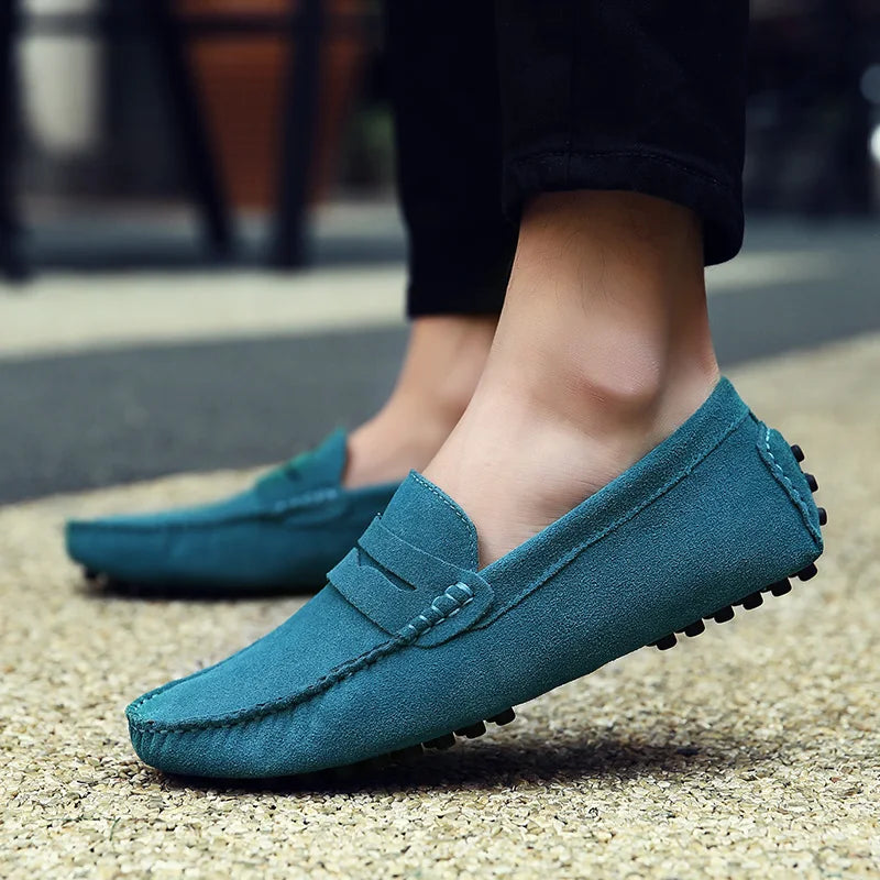 Herrmockasiner i Mocka med Vadderad Innersula och Slip-Resistent Gummisula – Tidlös Design för Alla Tillfällen 8