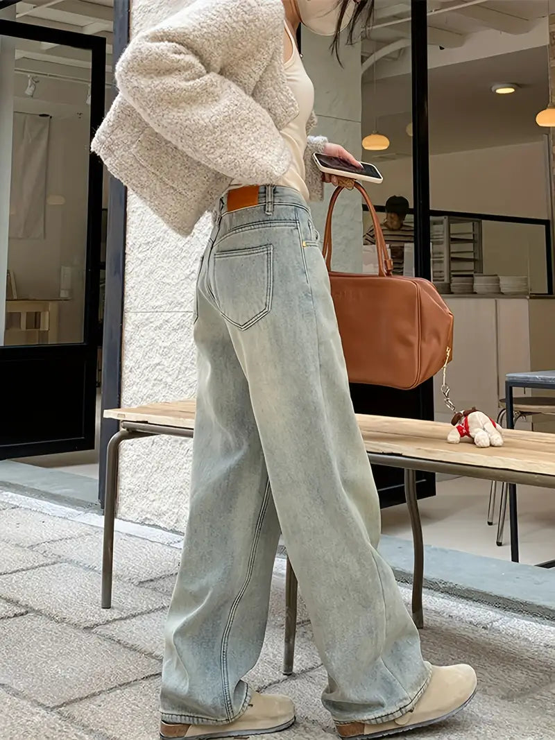 Dam Raka Jeans Klassisk Passform Högkvalitativ Denim-2