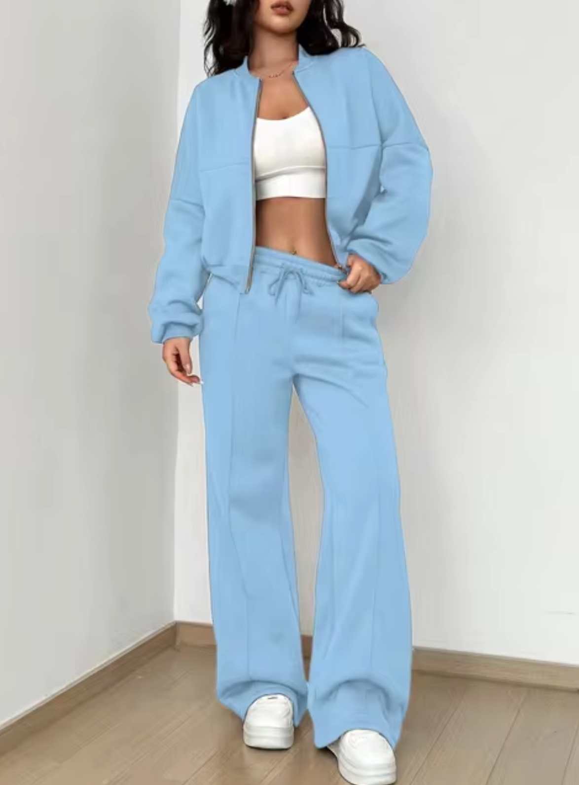 Dam Zip-up Jacka och Joggingbyxor Set Mjukt Andningsbart Tyg-2
