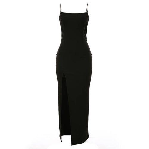 Maxiklänning Dam Hög Slits Smala Remmar Polyester-Spandex-1