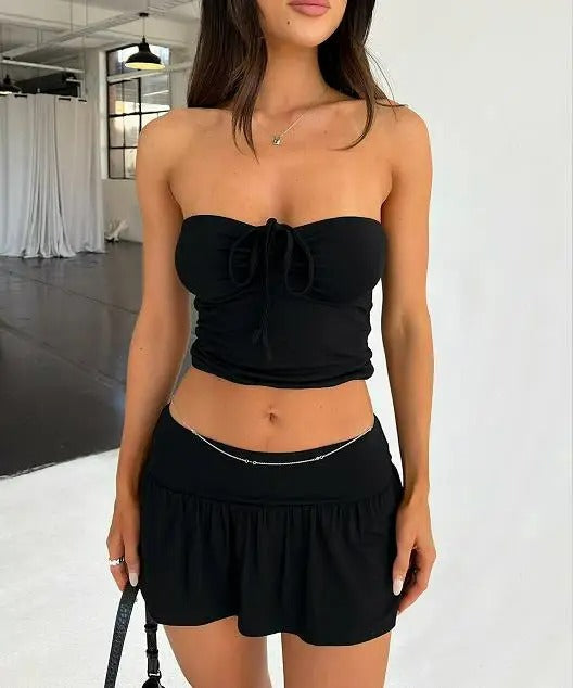 Dam Crop Set Trendig Sommarstil Luftiga Tyger-3