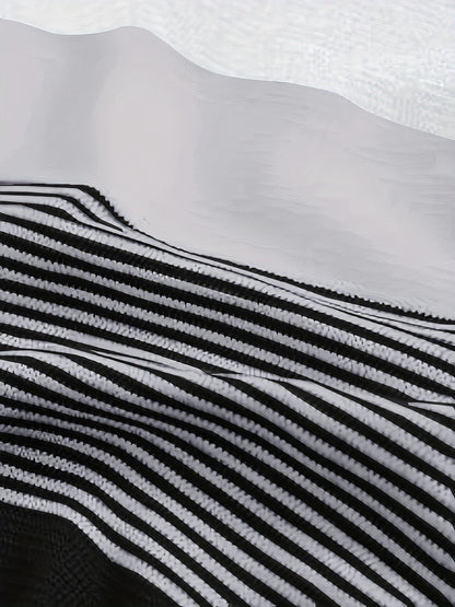 Randig Herrtröja R-Halsringning Medelstort Stretchigt Tyg-4