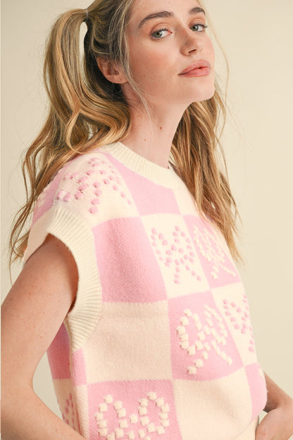 Dam Pullunder Rutig Mjuk Stickad Design-4