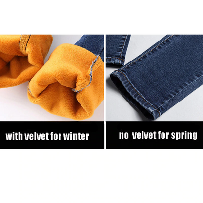 Dam Jeans Hög Midja Mjuk Bomull Slim Fit-5