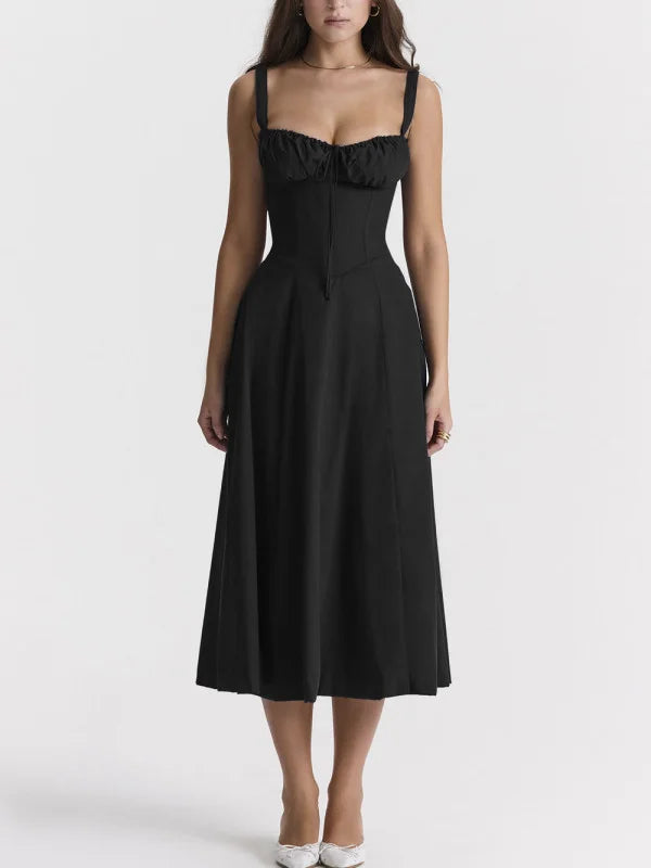 Variant image for Kvinnors Midi Klänning Spaghetti Band Högkvalitativt Tyg-15