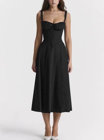 Variant image for Kvinnors Midi Klänning Spaghetti Band Högkvalitativt Tyg-15