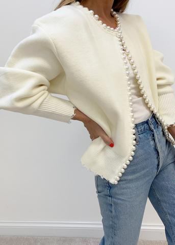 Damjacka med Pärlknappar Akryl och Bomull för Dam 4