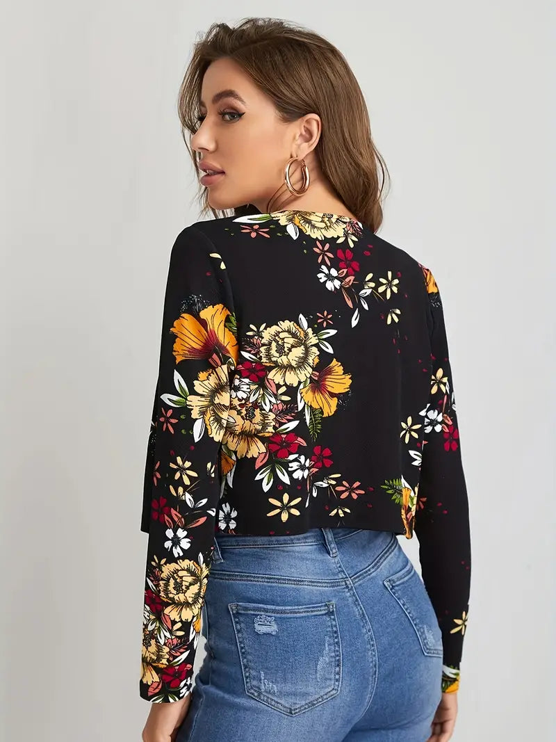 Damklänning Blommig Öppen Front Lätta Material Fina Dam Klänningar 2