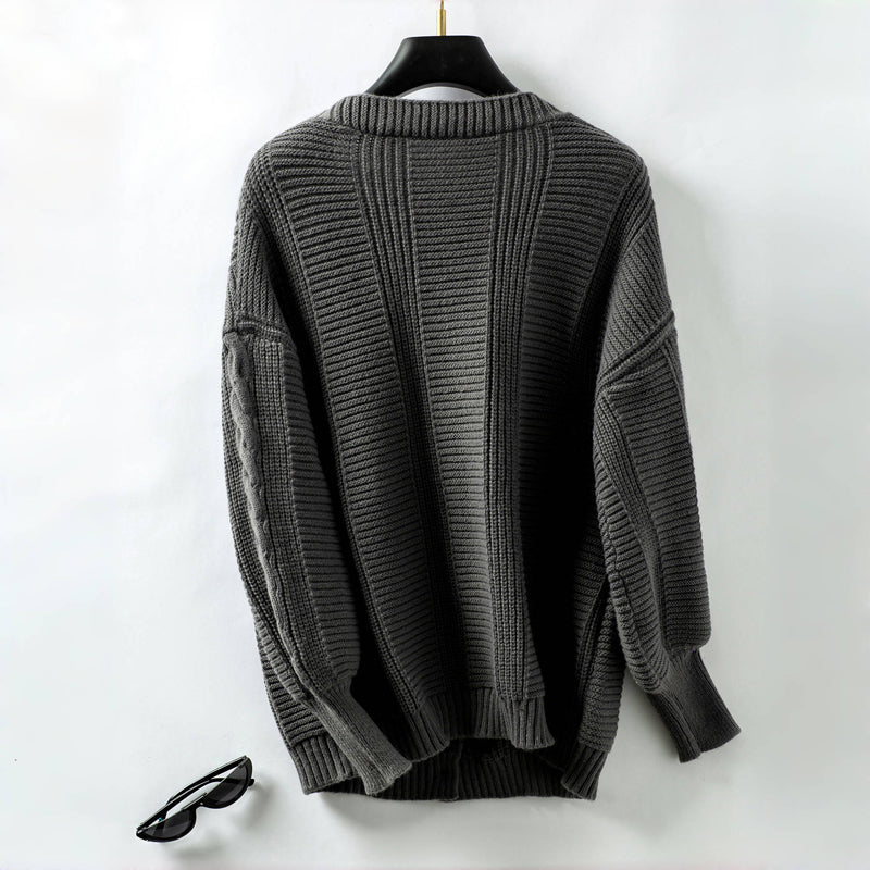 Lång Kofta Dam Långärmad Bomull och Akryl Cardigan-2