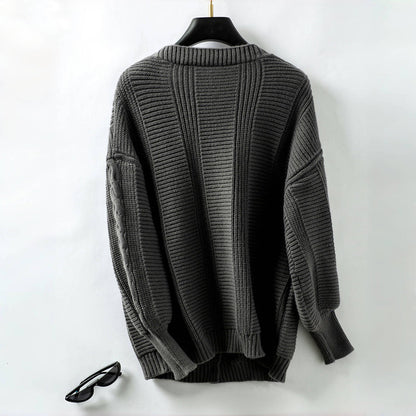 Lång Kofta Dam Långärmad Bomull och Akryl Cardigan-2