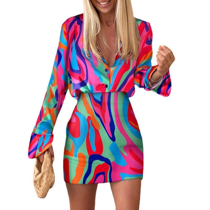 Kvinnors Leisure Set Tryckt Design Polyester-2