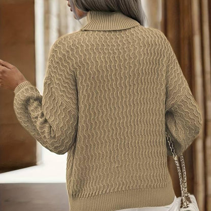 Dam Turtleneck Tröja Mysig Vinterstil Mjuk Material-3