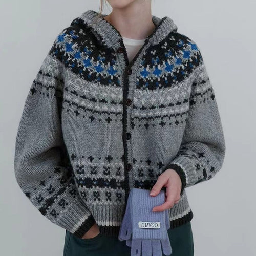 Dam Långärmad Tröja Färgglad Mönster Mjuk Tyg-1