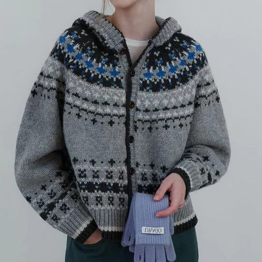 Dam Långärmad Tröja Färgglad Mönster Mjuk Tyg-1