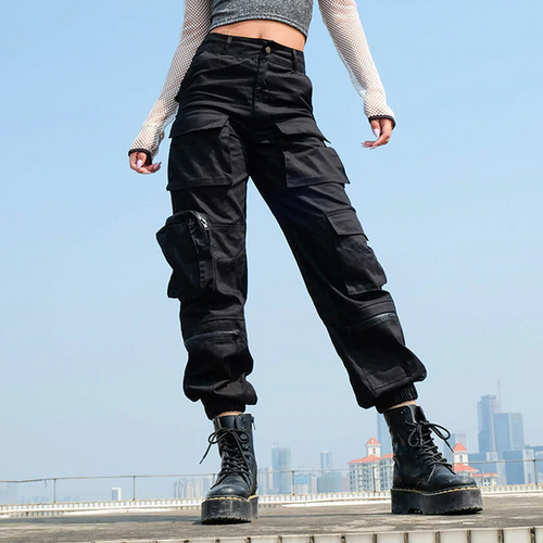Herr Lastbyxor Randig Polyester Spandex-1