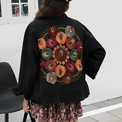 Dam Denimjacka Vintage Stil 100% Bomull-3