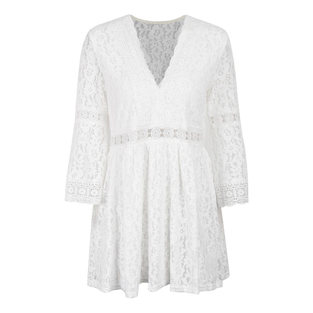 Kort Klänning Dam Spets Tidlös Elegant Design-1