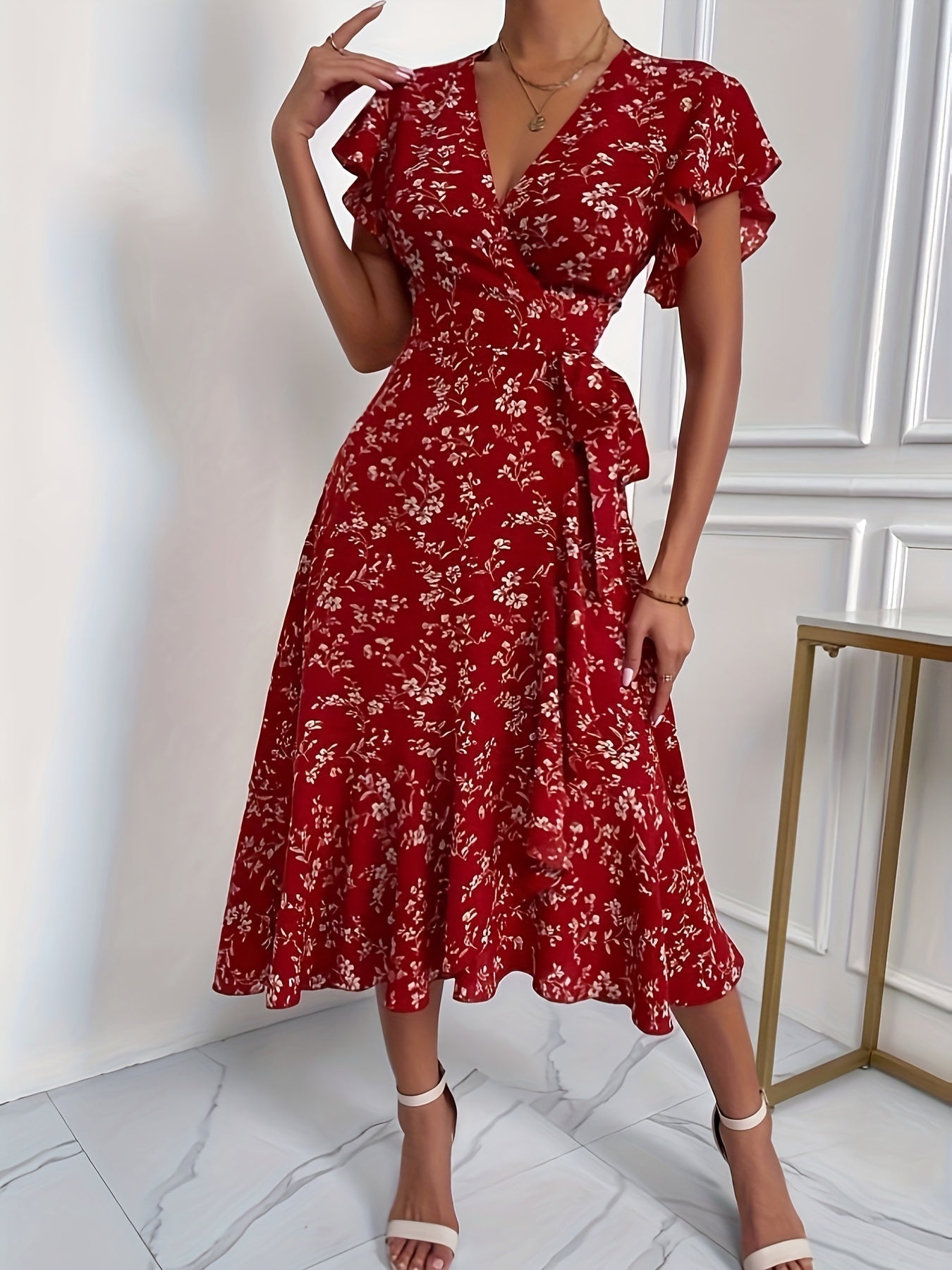 Kvinna Delad Klänning Mångsidig Design Högkvalitativa Tyger 4