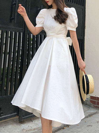 Kvinnors Midi Klänning Justerbart Bälte Högkvalitativt Tyg-5