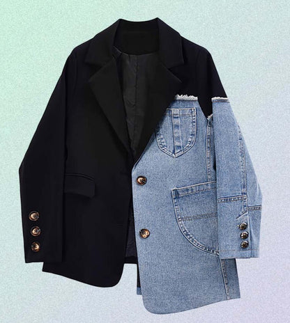 Damjacka Patchwork Denim Vintage Stil 3