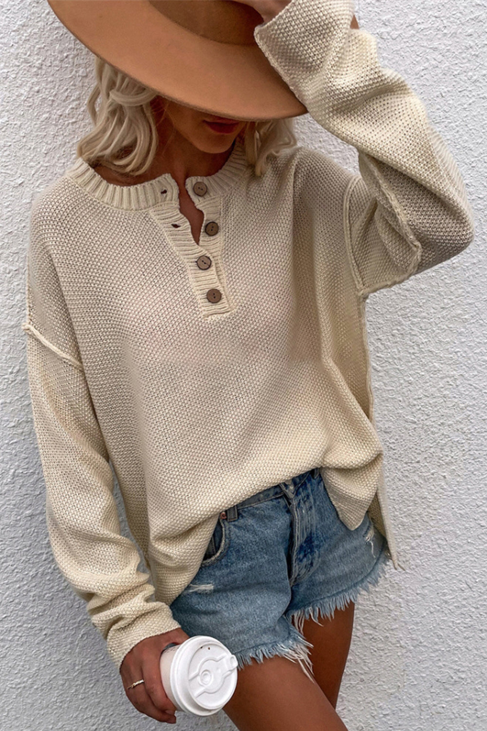 Variant image for Dam Oversize Tröja V-hals Polyester Långärmad-17