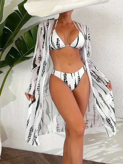 Dam Bikiniuppsättning Triangel Högklipp Polyester-6